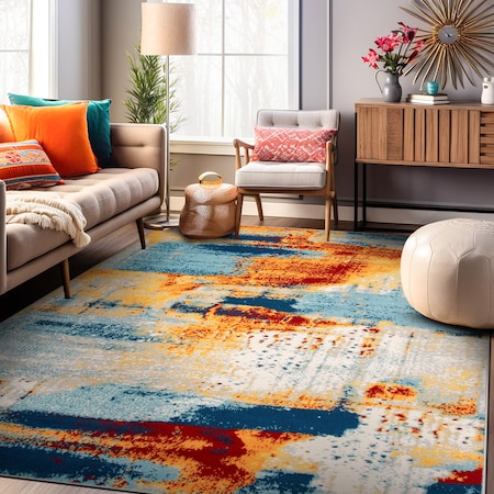 World Rug Gallery Sky Collection Modern Abstract Area Rug 7'10''x10' Multi 236MULTI8X10